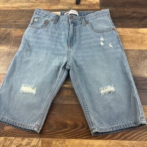 Levi's 511 Slim‎ Fit Youth Denim Shorts Size 16 Distressed Light Wash